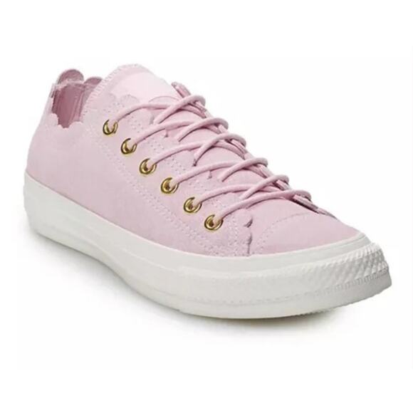 Converse Shoes - Converse Pink Chuck Taylor All Star Scalloped Edge Ox Women's Sneakers Suede S7